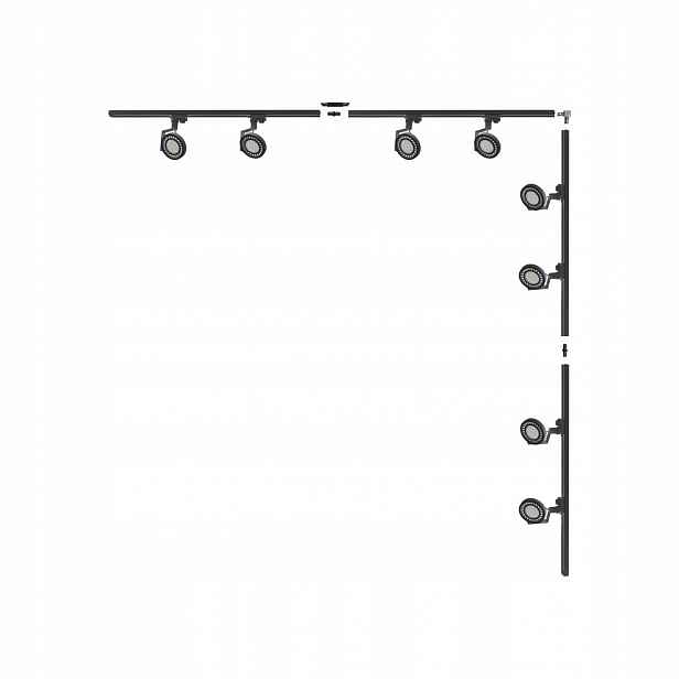 Sada černých kolejnic L 2x2 s 1-fázovými reflektory 3590 Zuma Line