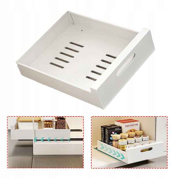 Organizér Do Kuchyňské Skříňky Výsuvná Šuplík Bílá 43X25 CM Bez Vrtání