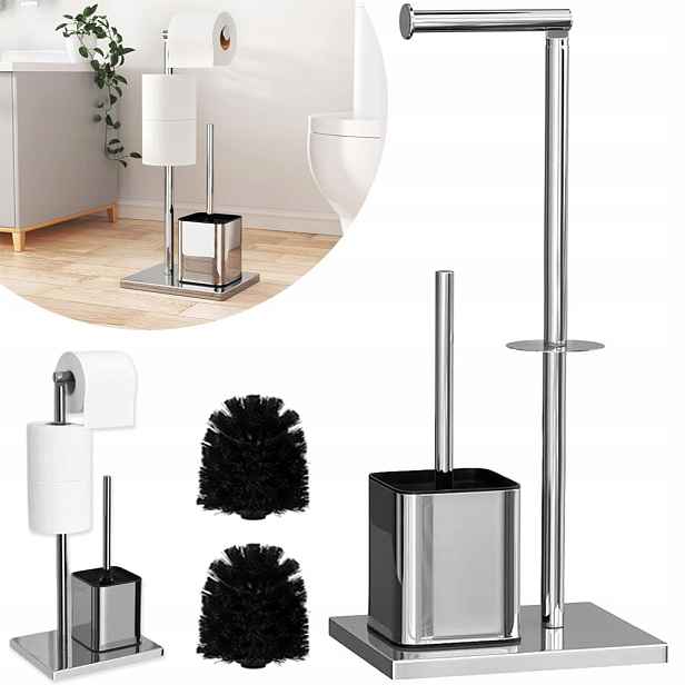 Stojan Na Toaletní Papír A Wc Štětku, Stříbrný, Nerezový Loft