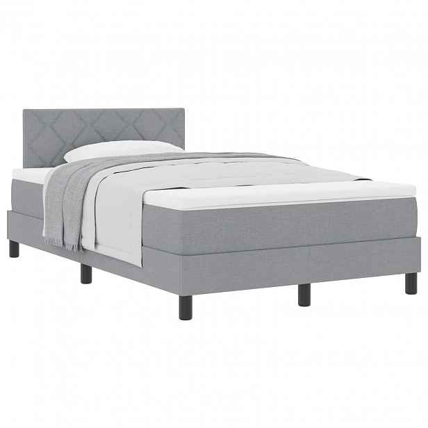 vidaXL Postel s boxspringem s čelo Světle šedá 120 x 190 cm textil