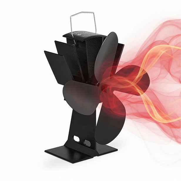 Relaxdays VENTILÁTOR Černá hliník bez elektřiny pro krb