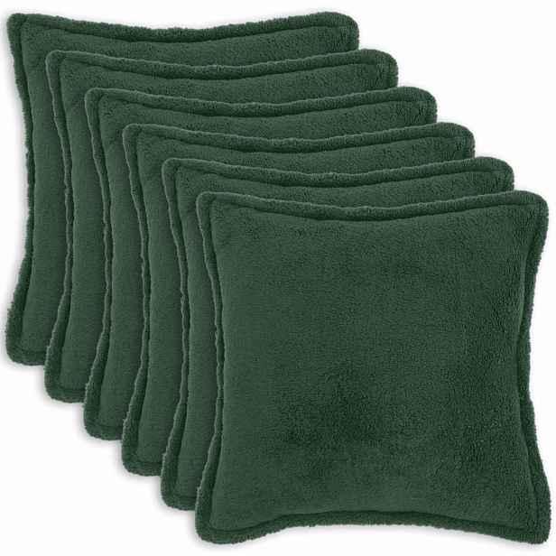 vidaXL Povlak na polštář 6 pcs HOUTEN Tmavě zelená 65 x 65 cm Bouclé