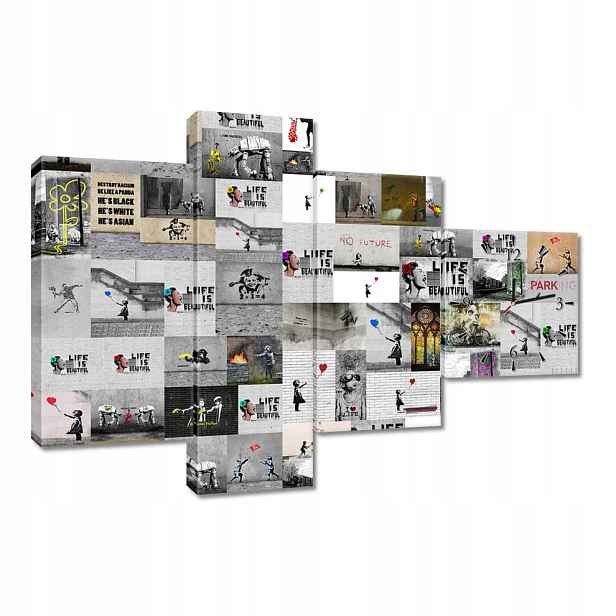 Nástěnné hodiny 100x70 Mix Banksy