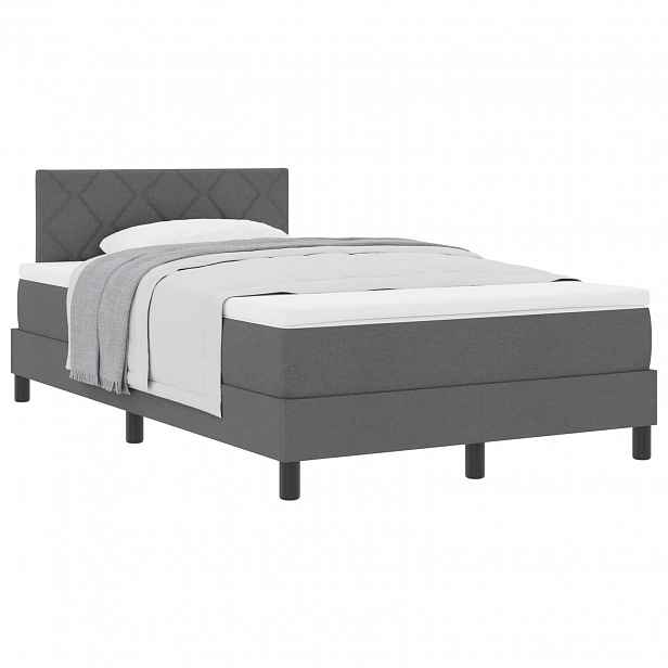 vidaXL Postel s boxspringem s čelo Tmavě šedá 120 x 190 cm textil