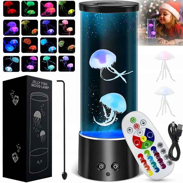 Led Rgb Medúzová Lampa S Dálkovým Ovládáním 17 Rgb, 4 Režimy Barev A Úrovně Jasu