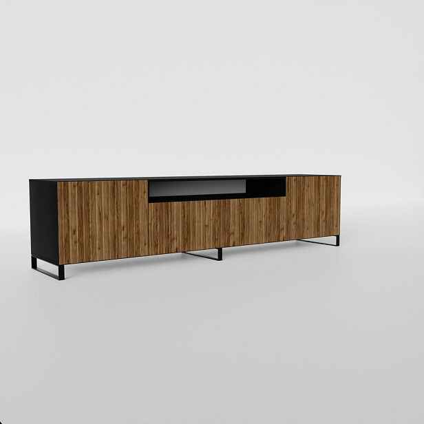 MASSENO STOJACÍ TV STOLEK LIVO, 200/41/40 cm, černý /, dekor dub