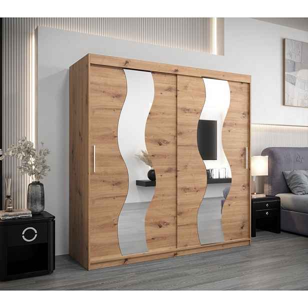 Šatní skříň JESIKA - šířka 200 cm, dub artisan