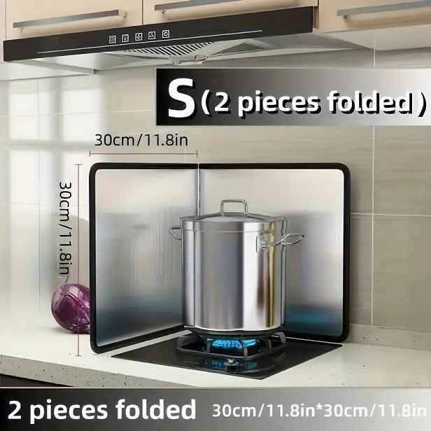 TEMU Prémiová ochranná clona proti stříkání z nerezové oceli 408 - Dvouvrstvý skládací design, odolná proti kouři a oleji, snadno se čistí. Perfektní