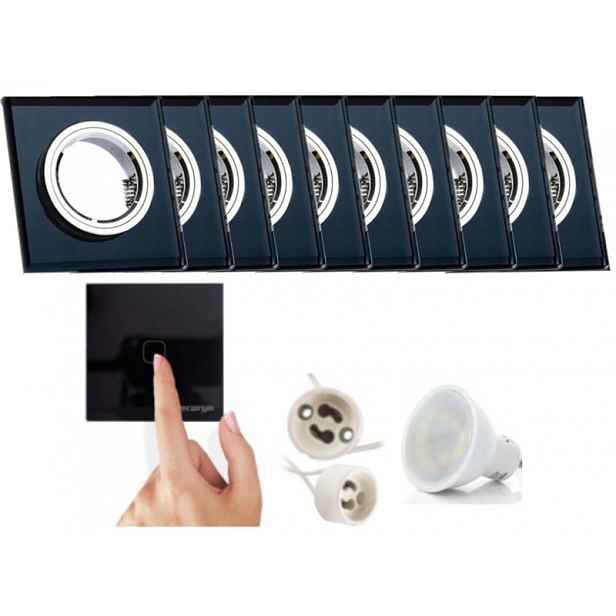 10X Skleněná Halogenová Stropní Objímka, Vypínač Led Žárovky, 10W, Velmi Studená Barva