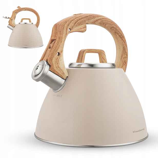Konvice s píšťalkou, plynová indukce, 2,5 l, béžová