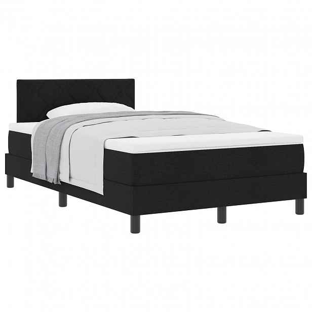 vidaXL Postel s boxspringem s čelo Černý 120 x 190 cm textil