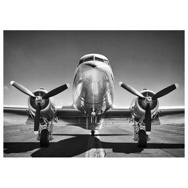 Fototapeta Douglas DC-3 Černobílá elegance retro vinylová 254x184 lepidlo