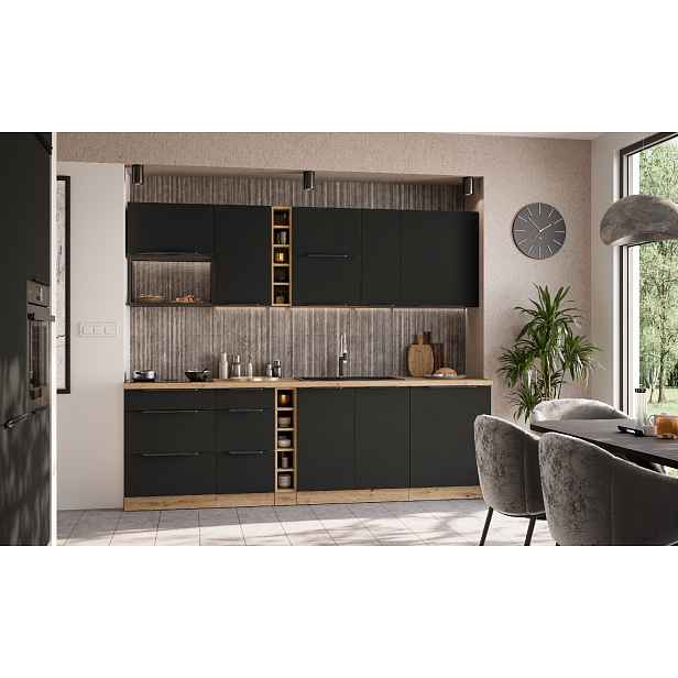 Kuchyňská linka 255 cm Aria 1 - Dub artisan + BL Black AFM