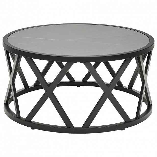 Livetastic KONFERENČNÍ STOLEK, světle šedá, černá, kámen, kov, 75/35/75 cm