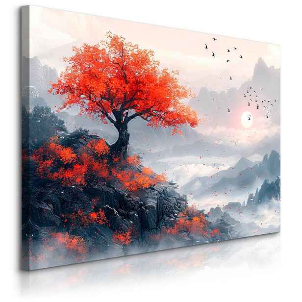 Muralo OBRAZ NA PLÁTNĚ do Jídelny Strom Hory Krajina 90cm x 60cm