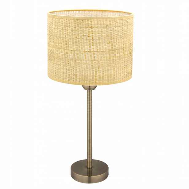 Noční Lampa Stolní Ratan Saténová Patina 43 cm E27 Ratanová
