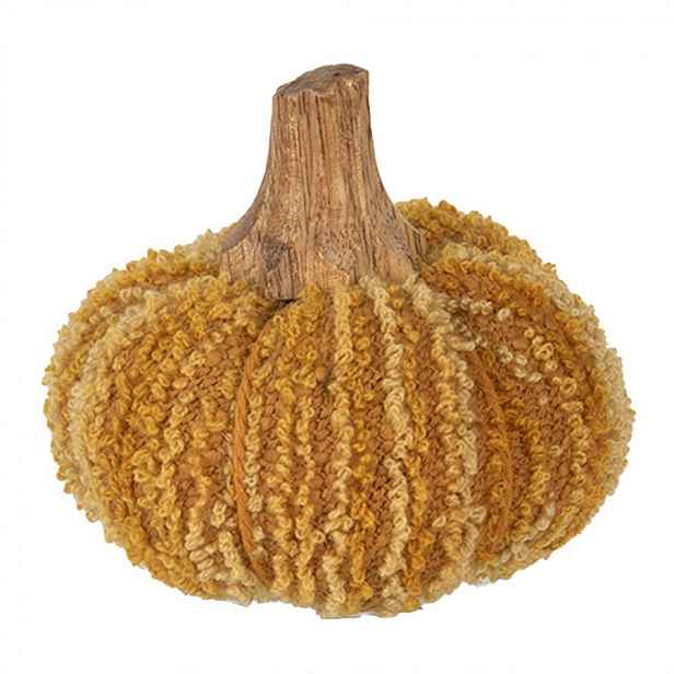 Oranžová látková dekorace dýně Pumpkin S - Ø 9*8 cm Clayre & Eef