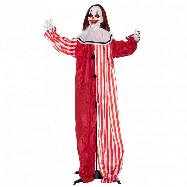 Outsunny HALLOWEENSKÁ dekorace klaun 165 cm s LED světly, zvukovou funkcí
