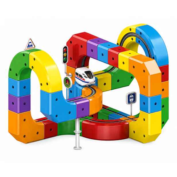 Toybit Stavebnice vláček MSTB2609 – 3D dráha, 81 dílků