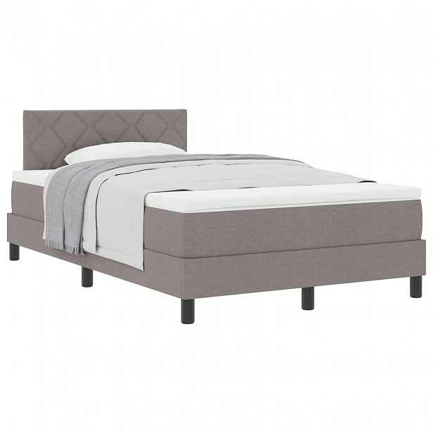 vidaXL Postel s boxspringem s čelo Taupe 120 x 190 cm textil