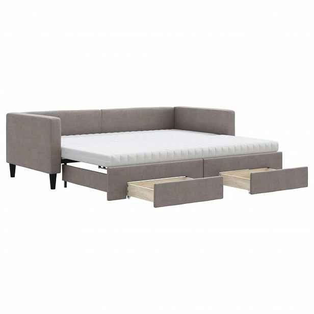 vidaXL Válenda s přistýlkou a zásuvkami taupe 90 x 200 cm textil