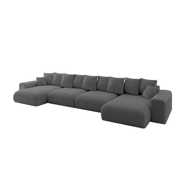 ALTDECOR SEDACÍ SOUPRAVA ve tvaru U s funkcí spaní a úložným prostorem ESKAR-U2 464x176x72 Šedá Buklé