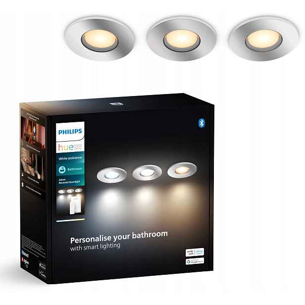 Led podomítkové svítidlo GU10 IP44 do koupelny Chrom Adore Philips Hue 3 ks