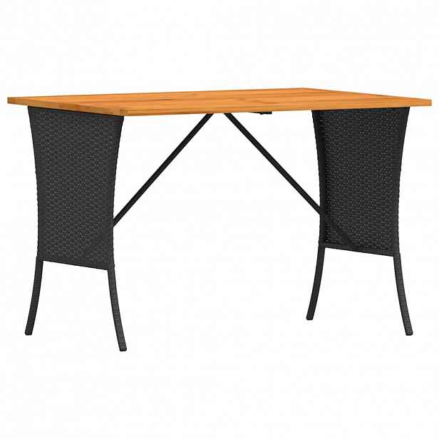 vidaXL Zahradní stůl s akáciovou deskou černý 105x75x72 cm polyratan