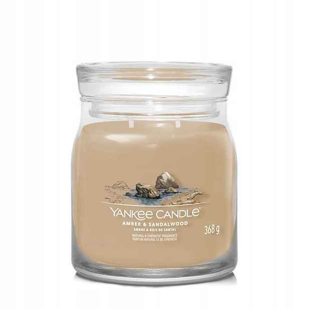 Yankee Candle svíčka Signature ve skle střední Amber & Sandalwood 368g