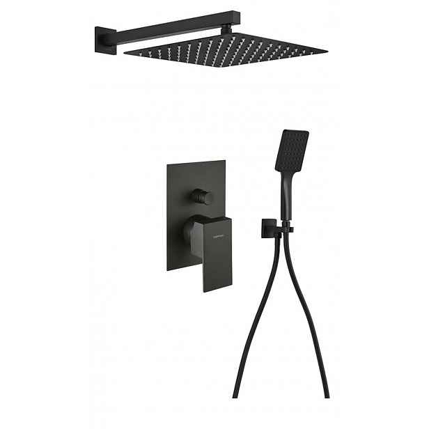 Sapho Spectre - Sprchový set s baterií pod omítku, s tělesem, 30x30 cm, matná černá 1102-42B-03