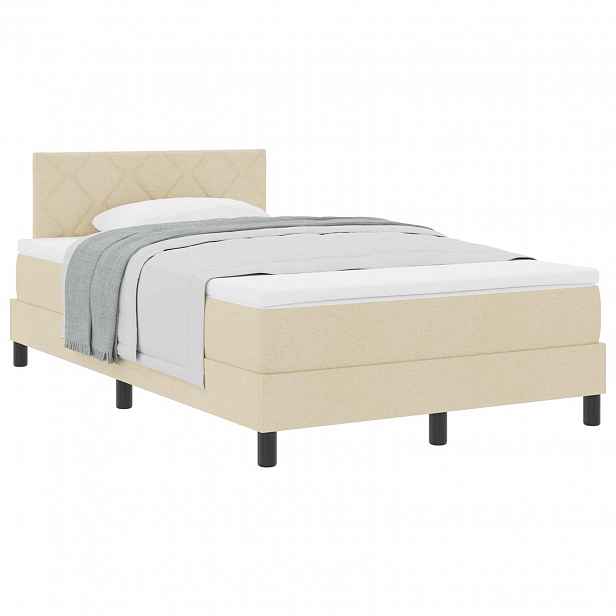vidaXL Postel s boxspringem s polštářem Krémová 120 x 190 cm textil