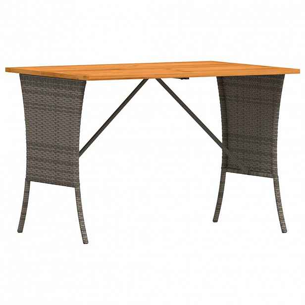vidaXL Zahradní stůl s akáciovou deskou šedý 105x75x72 cm polyratan