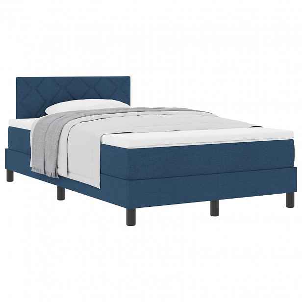 vidaXL Postel s boxspringem s čelo Modrá 120 x 190 cm textil