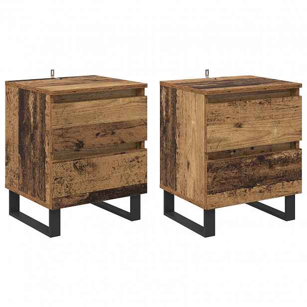 vidaXL Noční skříňka 2 ks Staré dřevo 40 x 35 x 50 cm Kompozitní dřevo