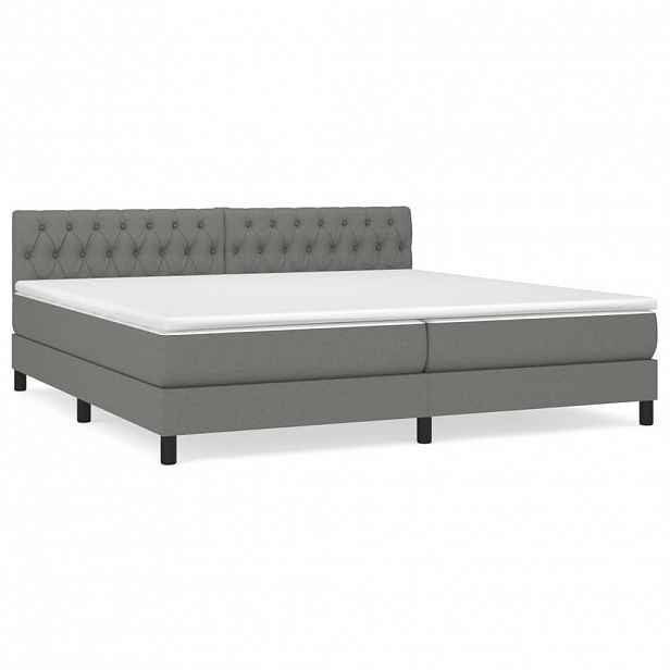 vidaXL Box spring postel s matrací tmavě šedá 200x200 cm textil