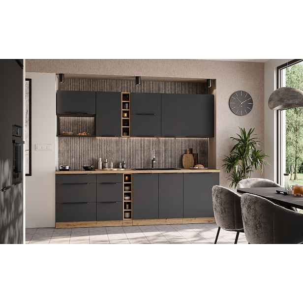 Kuchyňská linka 255 cm Aria 1 - Dub artisan + GR Graphite AFM