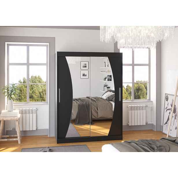 Šatní skříň se zrcadlem 150 cm LABRIS - černá