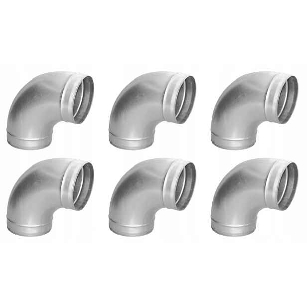 Ventilační lisované koleno pozinkované fi 125 – 90 stupňů Set 6 Kusů