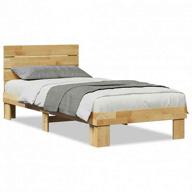 vidaXL Rám postele s čelem bez matrace 75x190 cm Dubový masiv