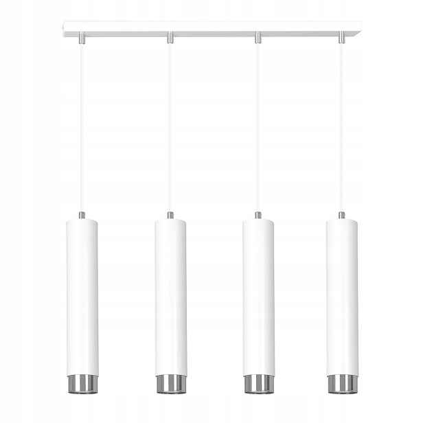 Závěsná lampa Kibo 4x GU10 bílá s chromovanými doplňky, 100 cm