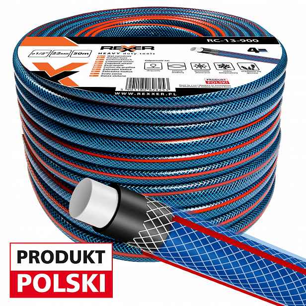 Hadice 1/2" 50 m 4VRSTVÝ Vyztužený Výrobek Polský