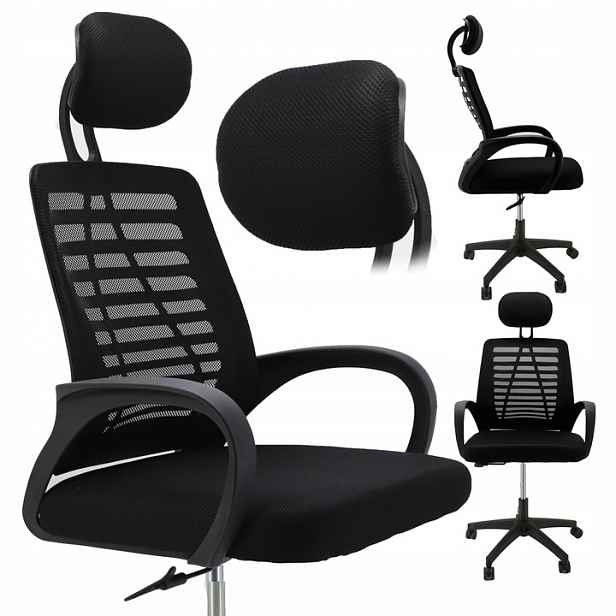 Kancelářská židle Otočná ergonomická černá Látková herní židle
