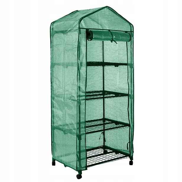 Skleník 69*49*160 CM, Fólie Pvc, Kovová Konstrukce, Kolečka – T N15-903