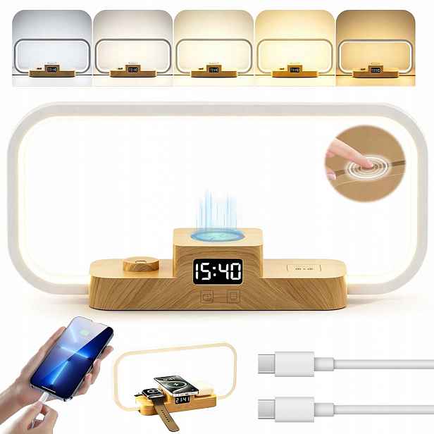 Stolní Lampička Dotyková Dod Usb Port Na Stůl 5 Režimů Bezdrátové Nabíjení