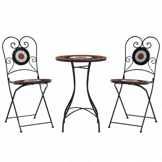 vidaXL Mozaikový bistro set terakotový a bílý železo a keramika
