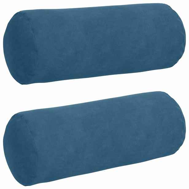 vidaXL Polštáře 2 pcs Modrá Ø 15 x 40 cm Žebrovaná látka