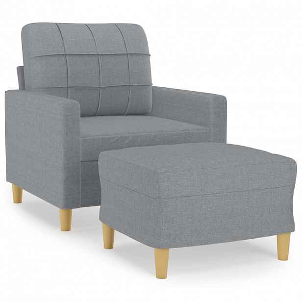 vidaXL Křeslo s podnožkou světle šedé 60 cm textil