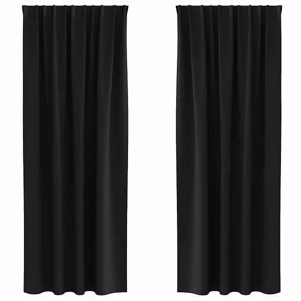 vidaXL Závěsy na zatemnění s kroužky 2 ks Černá 225 x 140 cm Polyester