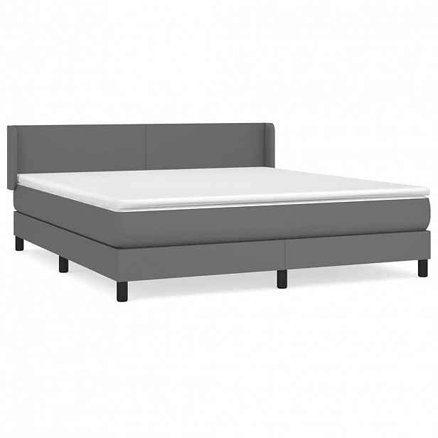 vidaXL Box spring postel s matrací šedá 180x200 cm umělá kůže