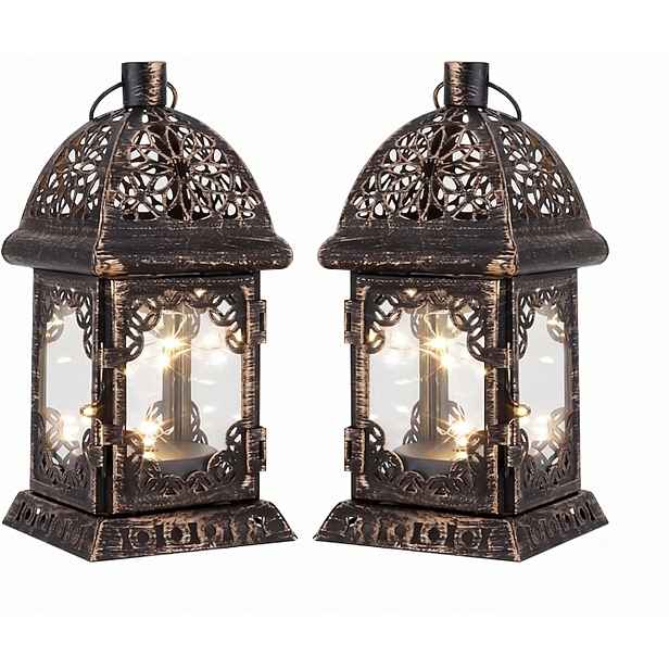 2x Led lampion Trirocks Metal Sklo 20 cm Vintage Černý Závěsný